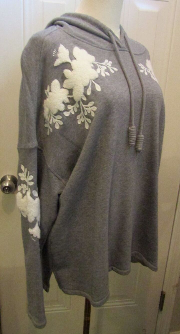 H&M LOGG Floral Hoodie XL Gray Boho Cottagecore Cozy Soft Girl - Picture 6 of 10